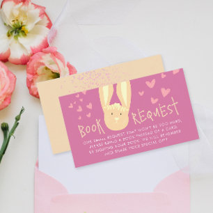 Carte D'accompagnement Cute Girly Pastel rose Demande de livre Baby Bunny