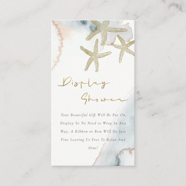 Carte D'accompagnement Cute Gold Blue Starfish Afficher Baby shower douch (Devant)