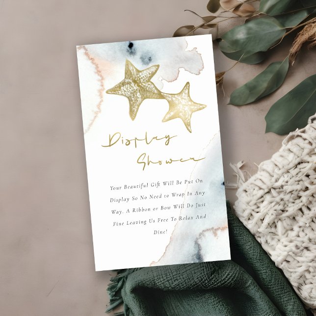 Carte D'accompagnement Cute Gold Blue Starfish Afficher Baby shower douch (Créateur téléchargé)
