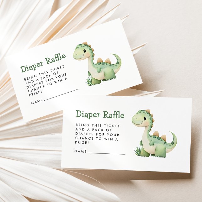 Carte D'accompagnement Cute Green Dinosaur Baby shower Dineuse Raffle (Créateur téléchargé)