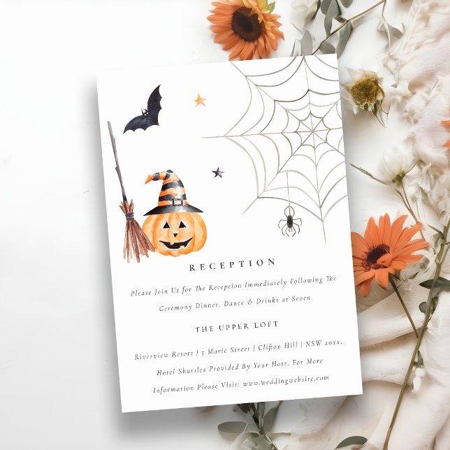 Carte D'accompagnement Cute Halloween Citrouille Spiderweb réception de m (Créateur téléchargé)