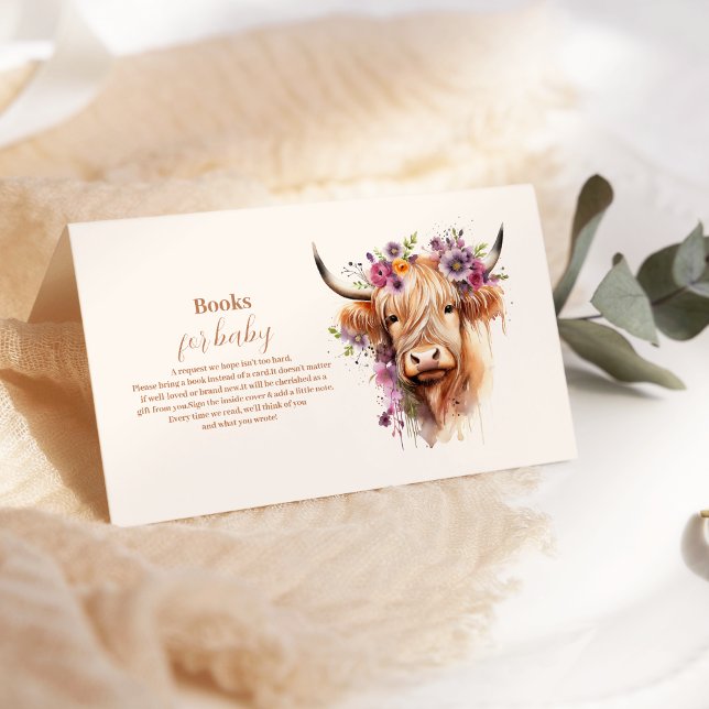Carte D'accompagnement Cute Highland Cow Baby shower Livres pour bébé (Créateur téléchargé)