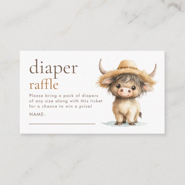 Carte D'accompagnement Cute Highland Cow Déchets Baby shower de raffe (Devant)