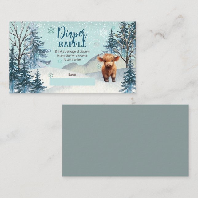 Carte D'accompagnement Cute Highland Cow Hiver Baby shower Déchets Raffin (Devant / Derrière)