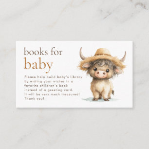 Carte D'accompagnement Cute Highland Cow Livres pour le Baby shower
