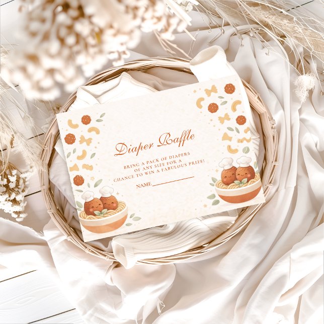 Carte D'accompagnement Cute Italian Little Meatball Diapper Raffle (Créateur téléchargé)