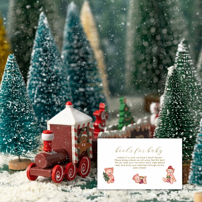 Carte D'accompagnement Cute It's Cold Outside Bear Books For Baby Shower  (Cute It's Cold Outside Bear Books For Baby Shower Enclosure Card)