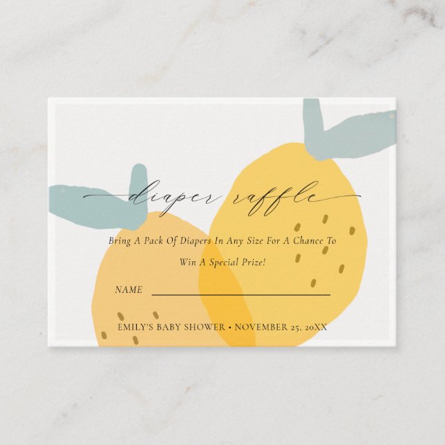 Carte D'accompagnement Cute jaune citron Fruit Baby shower de carafe de l (Devant)