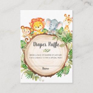 Carte D'accompagnement Cute Jungle Animaux Baby shower Déchets Raffle