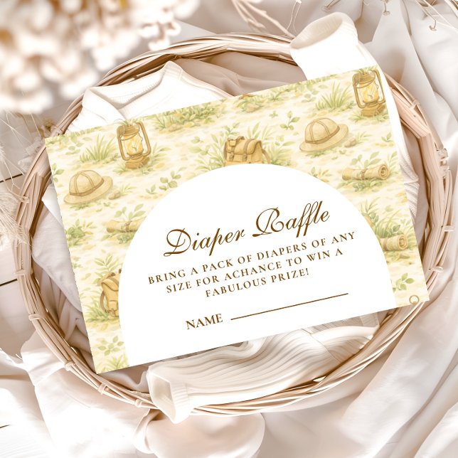 Carte D'accompagnement Cute Jungle Safari Diapper Raffle (Créateur téléchargé)