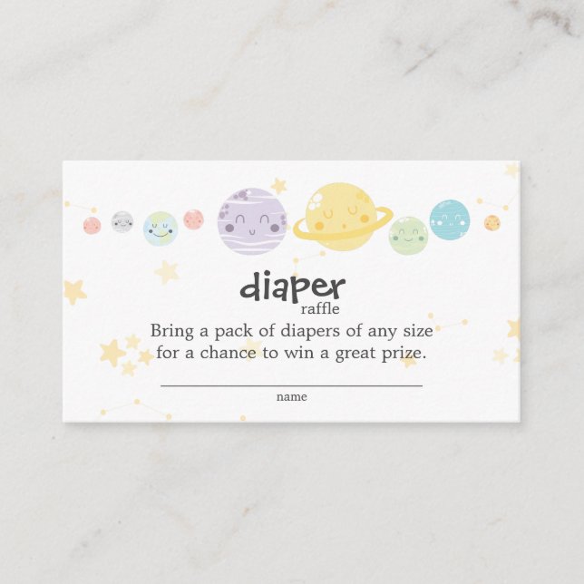 Carte D'accompagnement Cute Kawaii Baby shower d'astronomie Déchets Raffl (Devant)
