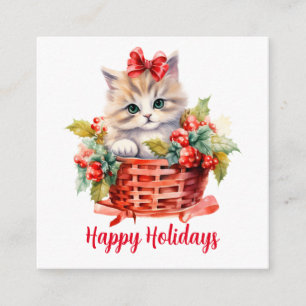 Carte D'accompagnement Cute Kitten de Noël dans une corbeille
