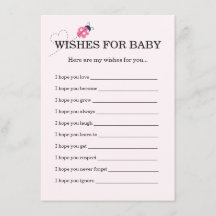 Cute Ladybug Pink Girl Baby Shower Wishes For Baby
