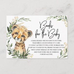 Carte D'accompagnement Cute Leopard Greenery Gold Safari Livres pour bébé