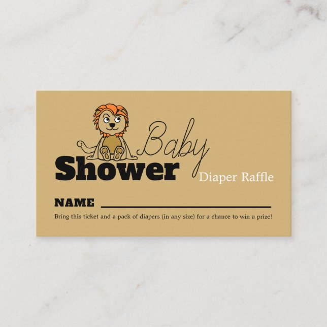 Carte D'accompagnement Cute Lion Cub, Baby shower Déchets Raffle (Devant)