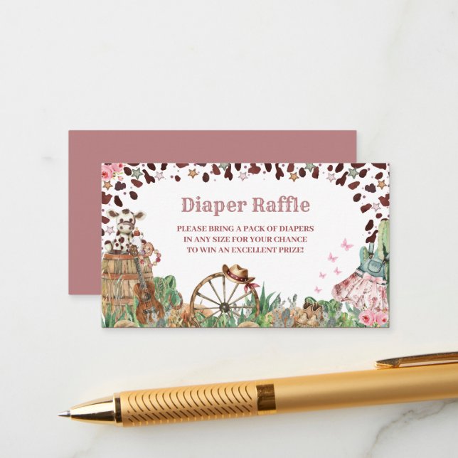 Carte D'accompagnement Cute Little Cowgirl Western Aquarelle Baby shower (Devant/Arrière en situation)