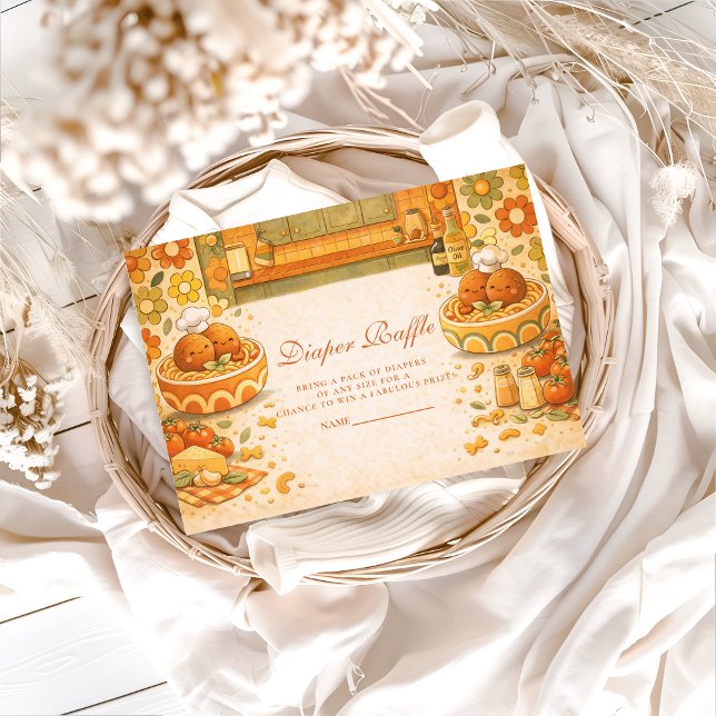 Carte D'accompagnement Cute Little Meatball Baby Shower Diapper Raffle (Créateur téléchargé)