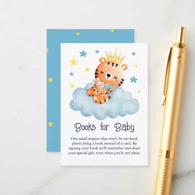 Carte D'accompagnement Cute Little Tiger Baby showers Livres pour bébé (Devant/Arrière en situation)