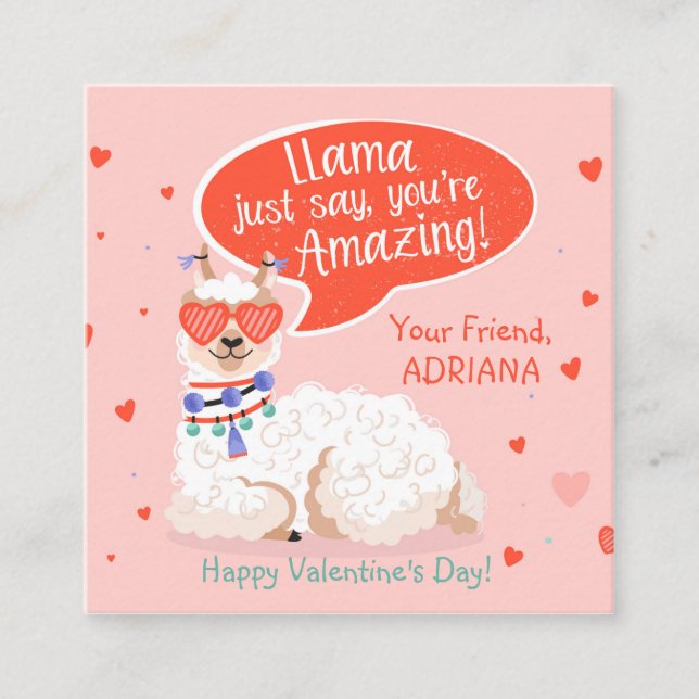 Carte D'accompagnement Cute Llama Valentine (Devant)