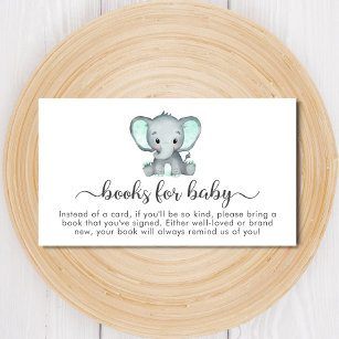 Carte D'accompagnement Cute Mint Elephant Livres Pour Baby shower