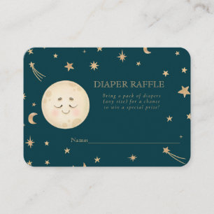 Carte D'accompagnement Cute Moon Golden Stars Baby shower Diaper Raffle