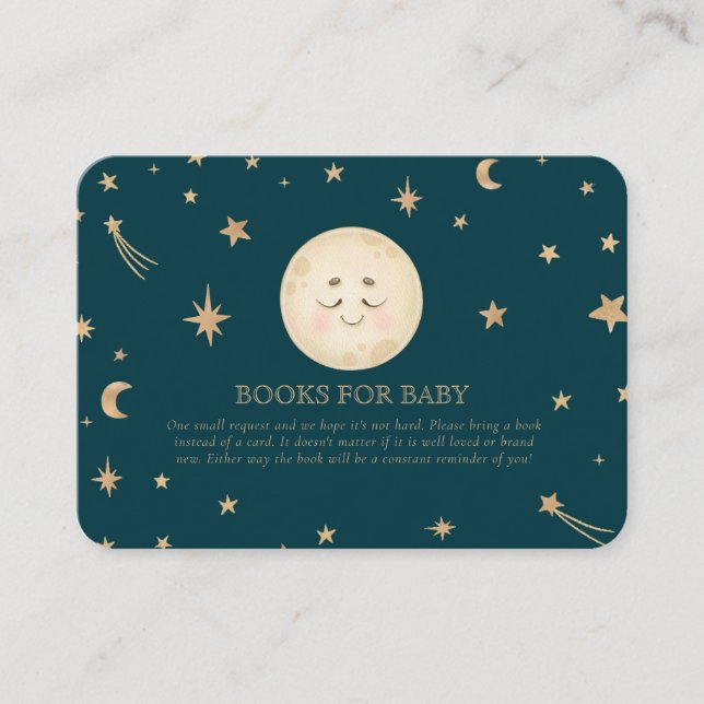 Carte D'accompagnement Cute Moon Golden Stars Baby showers livres pour bé (Devant)