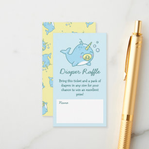 Carte D'accompagnement Cute Narwhal Baby shower Kawaii Déchets Raffle