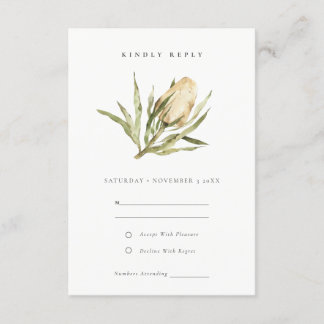 Carte D'accompagnement Cute Native Banksia Aquarelle Florale Mariage RSVP