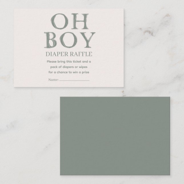 Carte D'accompagnement Cute Oh Boy Green Dots Minimal Diaper Raffle (Devant / Derrière)