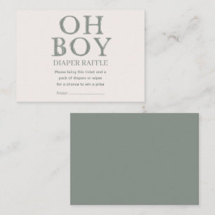 Carte D'accompagnement Cute Oh Boy Green Dots Minimal Diaper Raffle