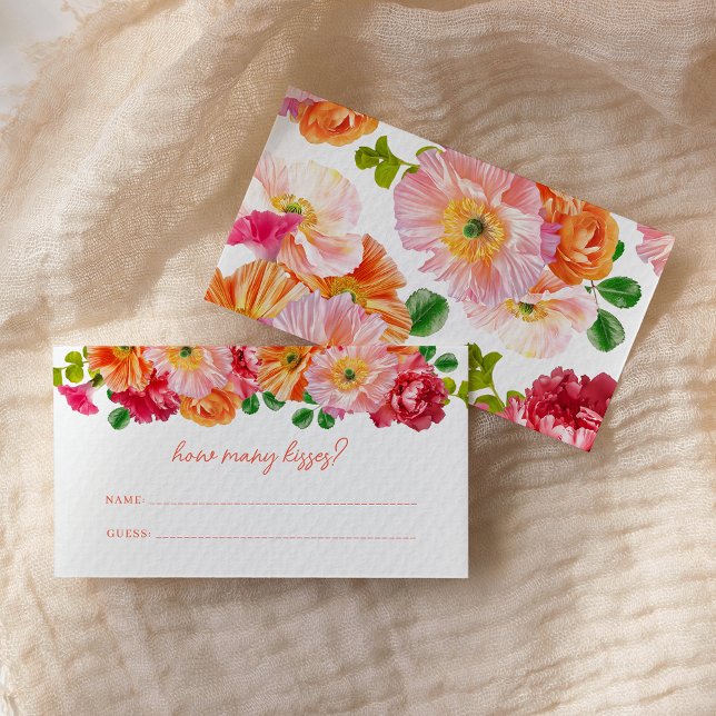 Carte D'accompagnement Cute orange et rose vif Floral Combien de baisers (Créateur téléchargé)