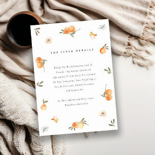 Carte D'accompagnement Cute Orange Floral Boho Botanical Mariage Détail