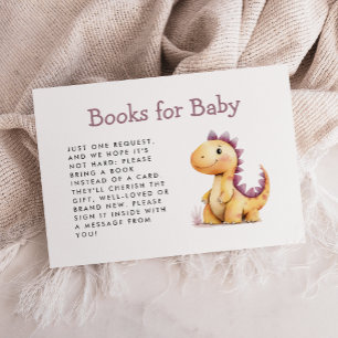Carte D'accompagnement Cute Orange Purple Dinosaur Baby showers Livres