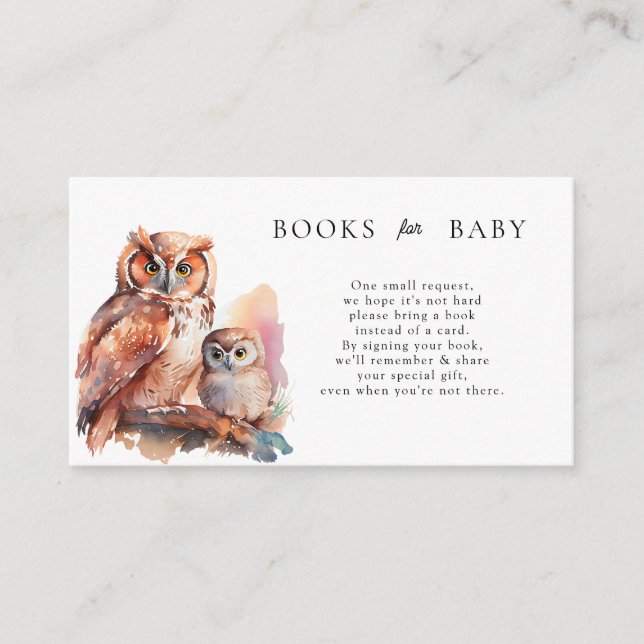 Carte D'accompagnement Cute Owl Baby shower Livres pour bébé (Devant)