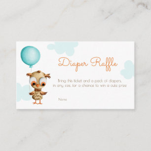 Carte D'accompagnement Cute Owl Blue Baby shower Déchets Raffle