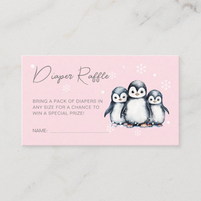 Carte D'accompagnement Cute Penguin Baby shower rose Déchets Raffin (Devant)