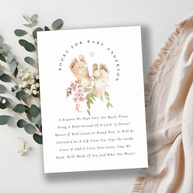 Carte D'accompagnement Cute Pieds Rose Floral Girls Livres Pour Baby show (Créateur téléchargé)