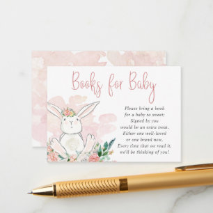 Carte D'accompagnement Cute Pink Bunny Floral LIVRES POUR BÉBÉ Demande