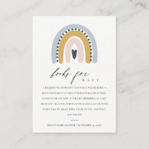 CARTE D'ACCOMPAGNEMENT CUTE PINK HEART RAINBOW LIVRE DEMANDER BABY SHOWER