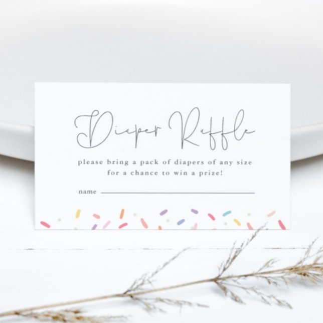 Carte D'accompagnement Cute Rainbow Baby Sprinkel Douche Déchets Raffle (Cute Rainbow Sprinkle Diaper Raffle Baby Shower Enclosure Card.)
