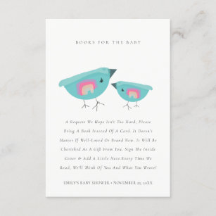 Carte D'accompagnement Cute Rainbow Blue Birdy Livres Pour Baby shower