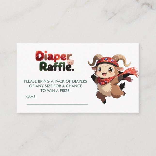 Carte D'accompagnement Cute Ram Winter Diaper Raffle Card (Devant)