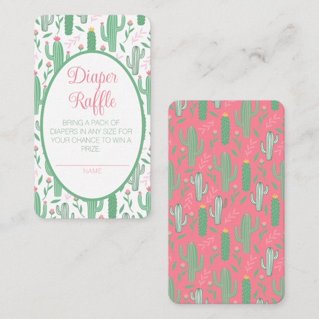 Carte D'accompagnement Cute Retro Cactus Baby shower Floral Déchets Raffl (Devant / Derrière)