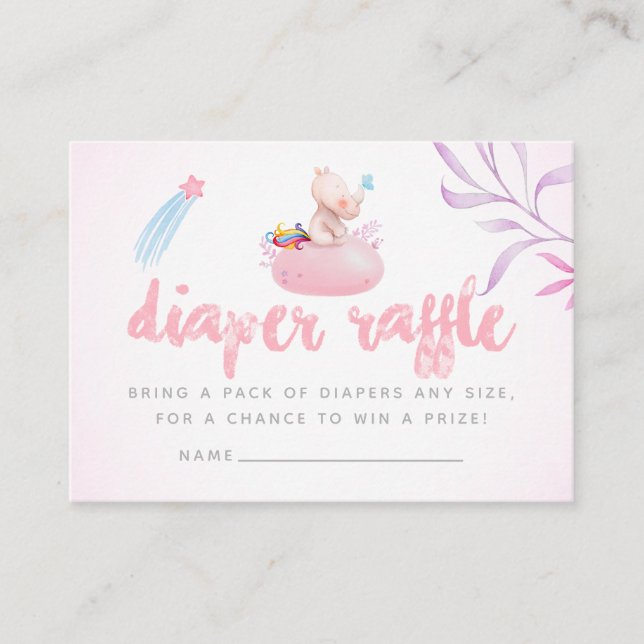 Carte D'accompagnement Cute Rhino Unicorn Baby Girl Douche Déchets Raffle (Devant)
