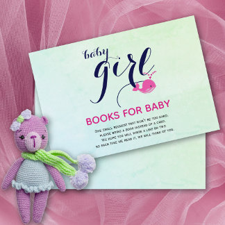 Carte D'accompagnement Cute rose baleine océan Livres pour Baby shower