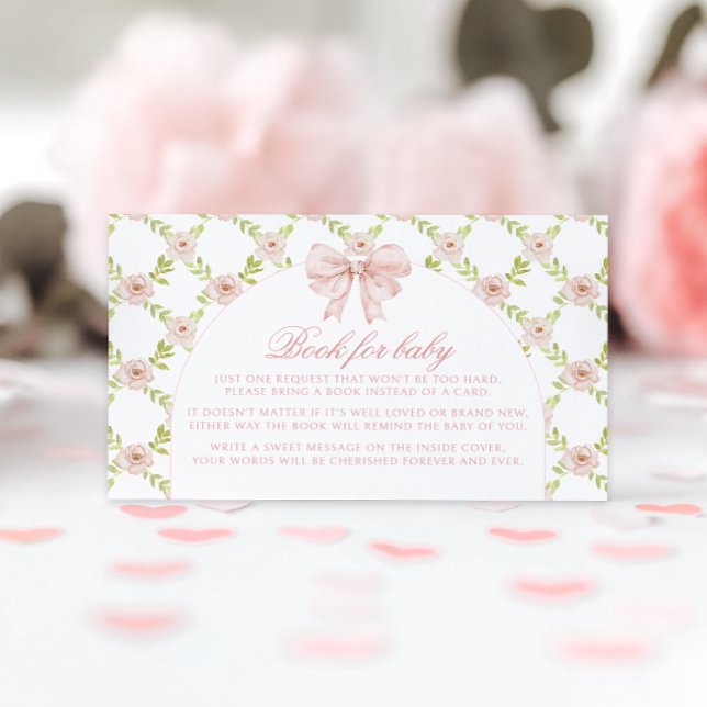 Carte D'accompagnement Cute Rose Bow Floral Livre pour Baby shower (Créateur téléchargé)