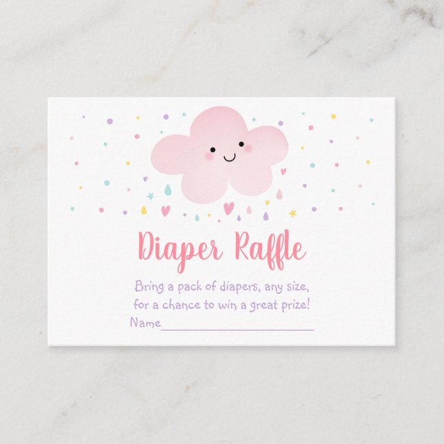 Carte D'accompagnement Cute Rose Cloud Stars Baby shower Diaper Raffle (Devant)