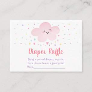 Carte D'accompagnement Cute Rose Cloud Stars Baby shower Diaper Raffle