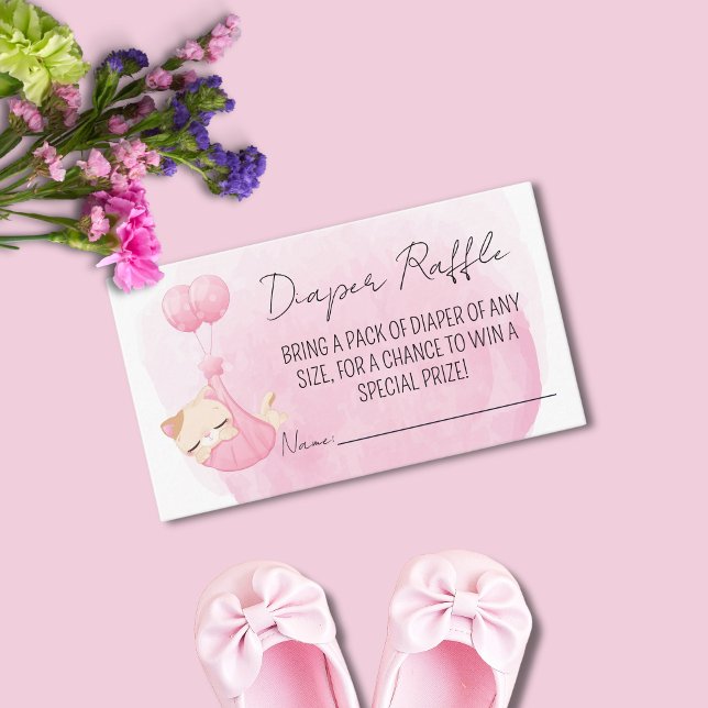 Carte D'accompagnement Cute rose Diaper chaton pour bébé fille Douche (Créateur téléchargé)