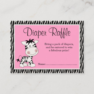 Carte D'accompagnement Cute rose Zèbre Baby shower Déchets Raffle